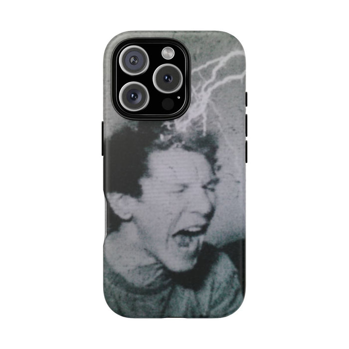 Zwart-Wit Portret met Bliksemeffect en Vintage Look
