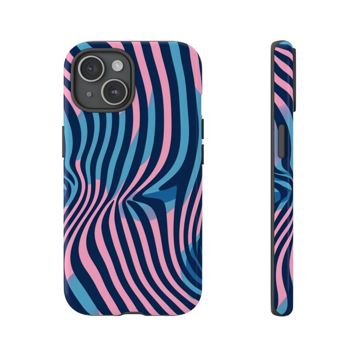 Golvend Blauw-Roze Optische Illusiepatroon