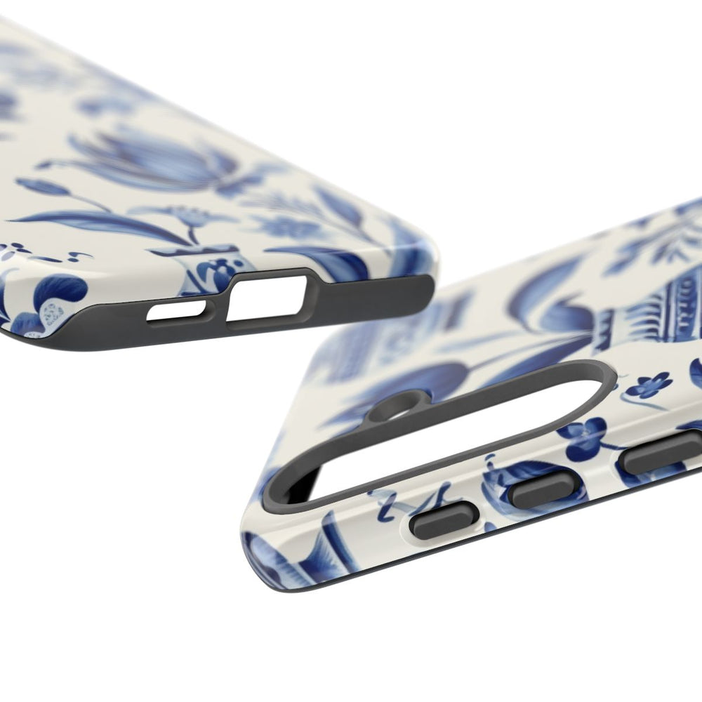 Blauw Bloemmotief met Delfts Vaaspatroon