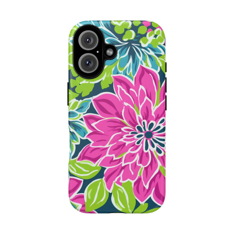 Vrolijk Bloemenpatroon met Roze en Blauwe Bloemen