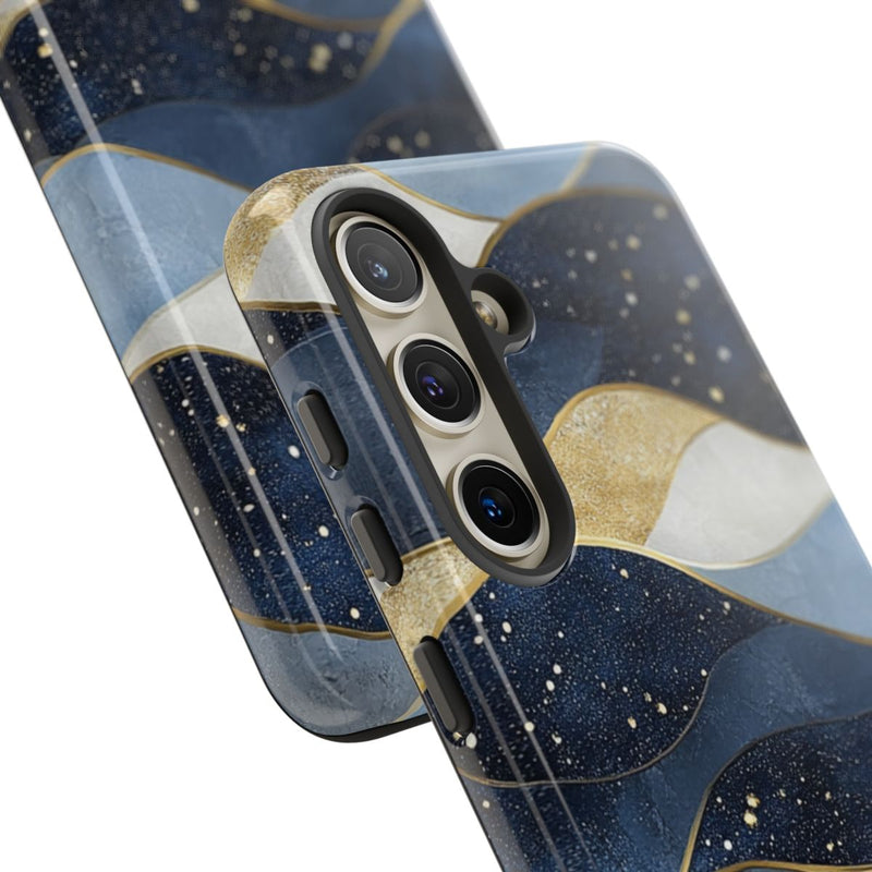 Abstract Blauw-Goud Golvenpatroon