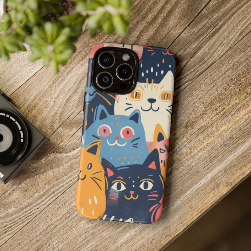 Vrolijk Kattenpatroon in Kleurrijke Illustratie