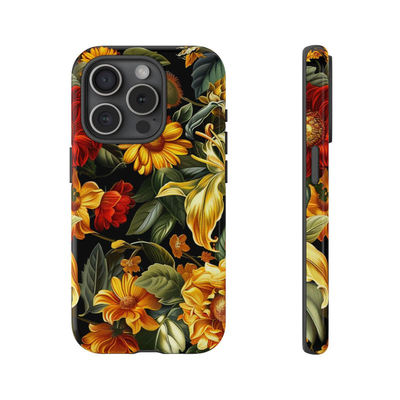 Vrolijk Gele en Rode Bloemenprint