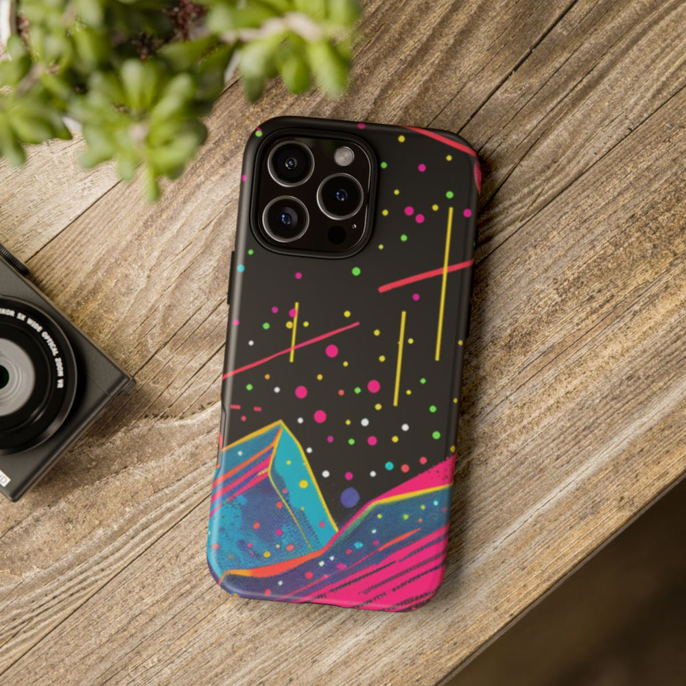 Neon Kosmisch Landschap met Planeten en Zon