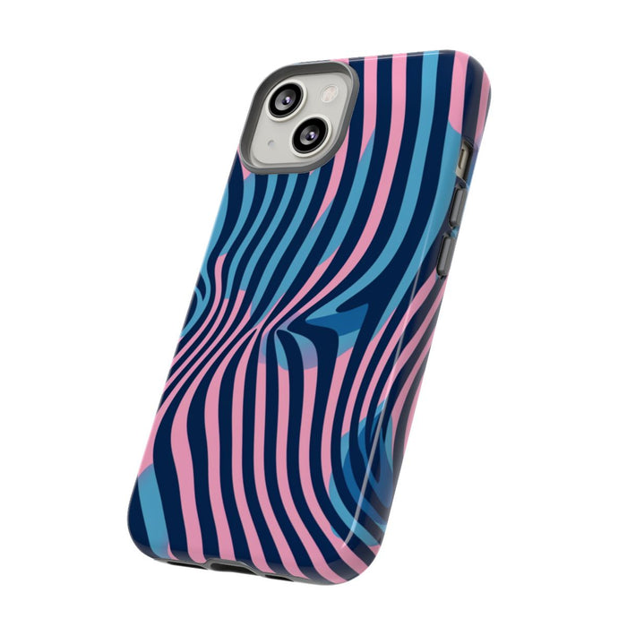 Golvend Blauw-Roze Optische Illusiepatroon