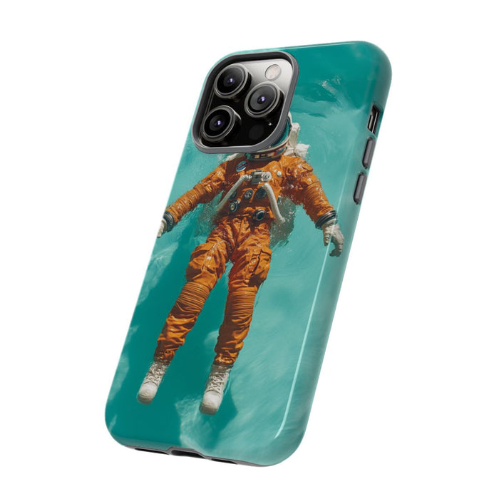 Astronaut in Oranje Pak Zwevend op Water