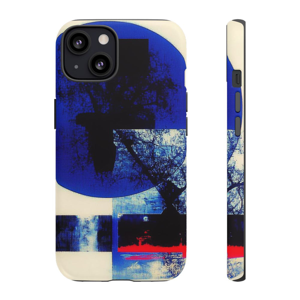 Abstracte Blauwe en Zwarte Geometrische Kunst