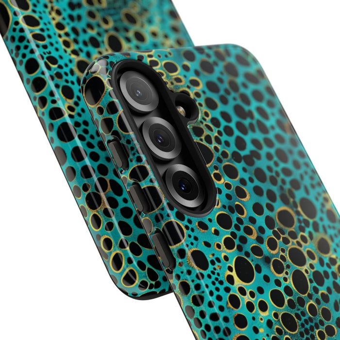Turquoise en Zwart Abstract Stippenpatroon