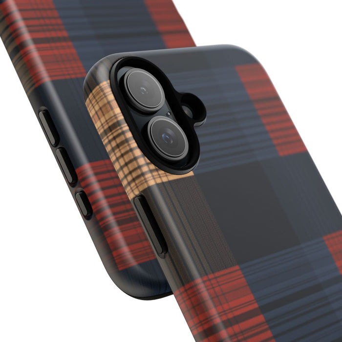 Caramel en Donkerblauw Geruit Patroon