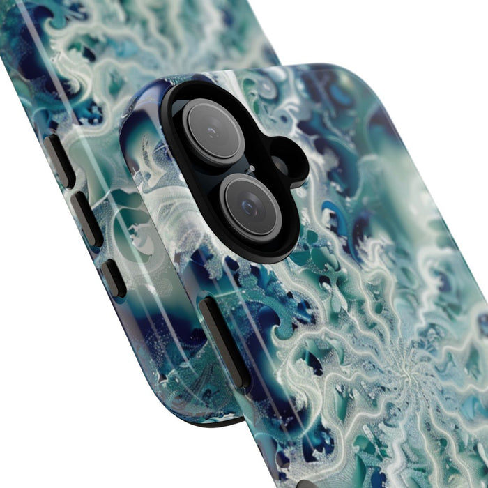 Blauw-Groene Fractalwerveling met Glans