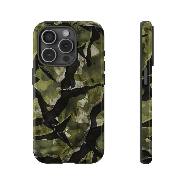 Groen Camouflagepatroon met Zwarte Abstracte Vormen