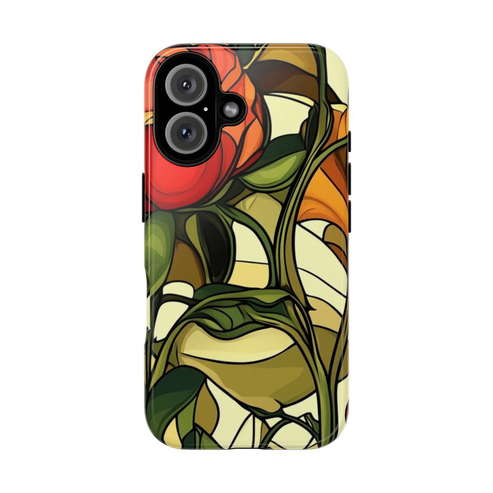 Rood-Oranje Art Nouveau Bloemmotief