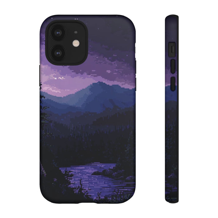 Pixel Art Nachtlandschap van de Pacific Northwest