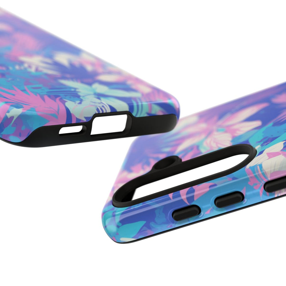 Tropisch Bloemenpatroon in Paars en Cyaan