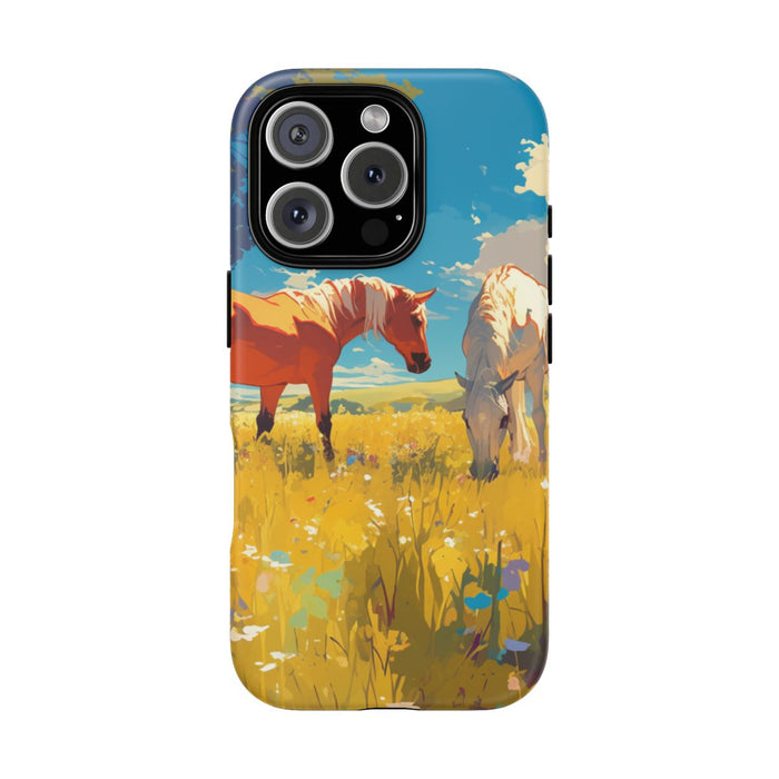 Paarden Grazend in Zonnig Veld