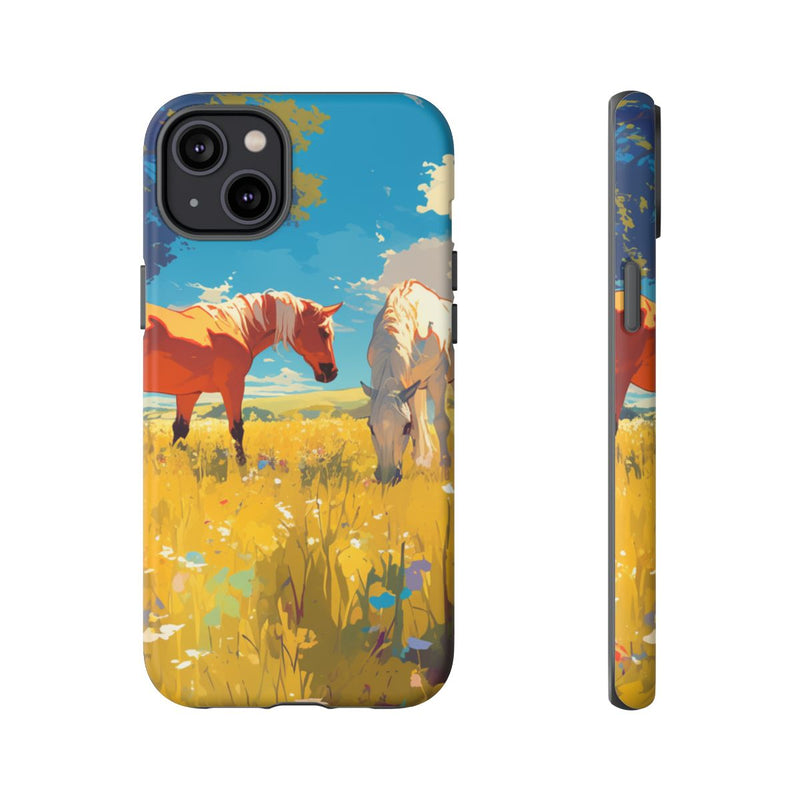 Paarden Grazend in Zonnig Veld