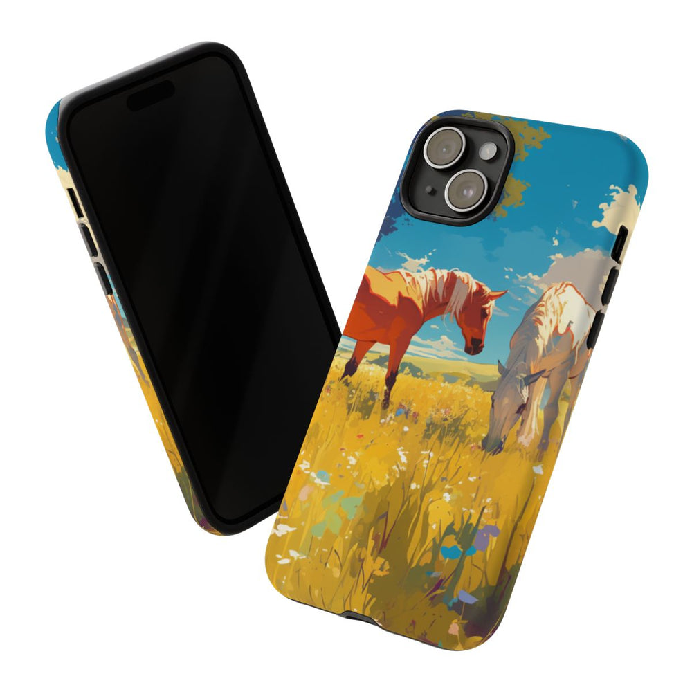 Paarden Grazend in Zonnig Veld