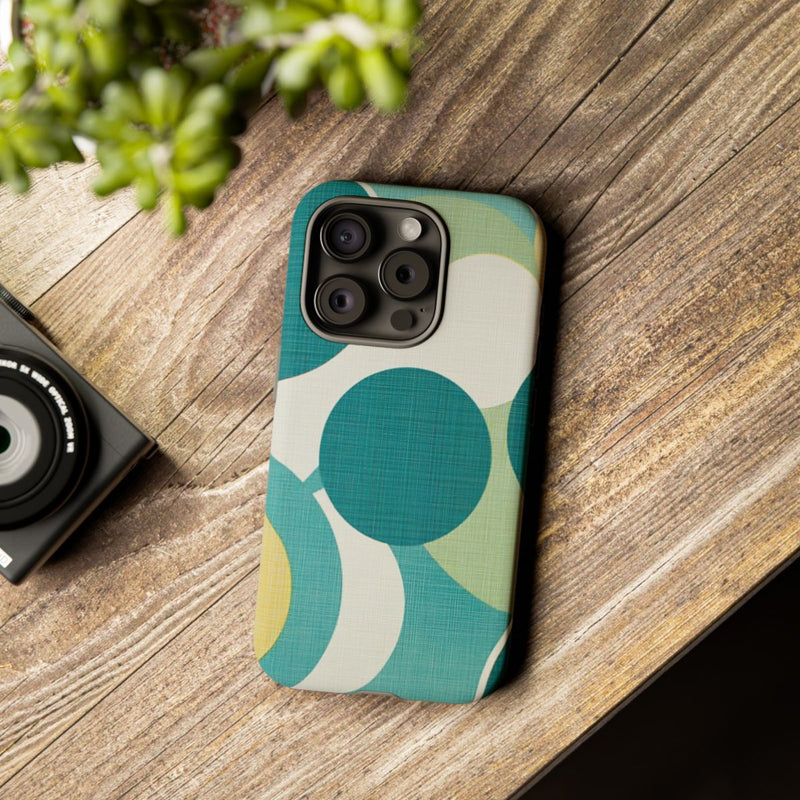 Retro Patroon met Blauwe en Gele Cirkels