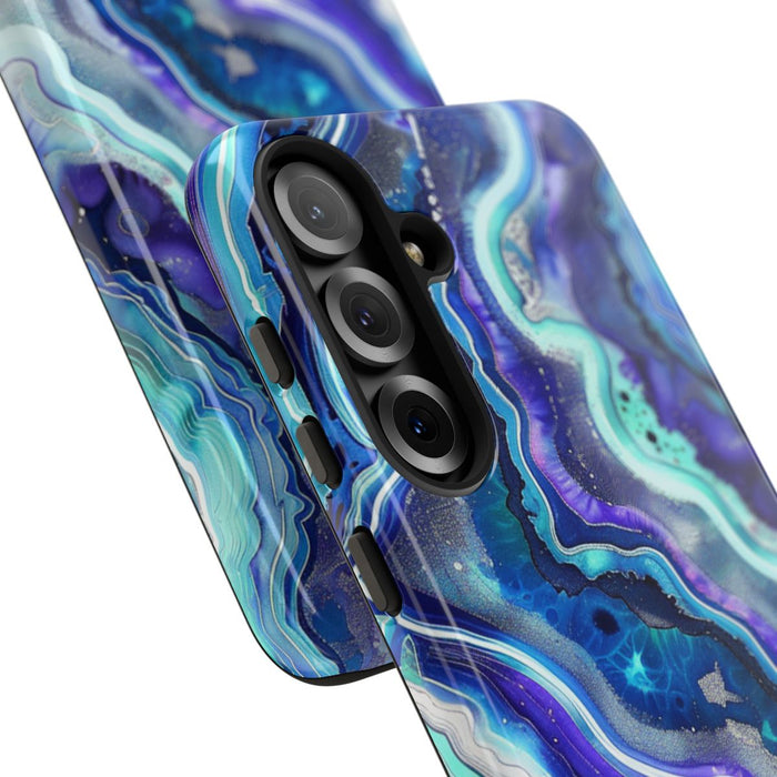Blauw en Turquoise Geode Wervelpatroon