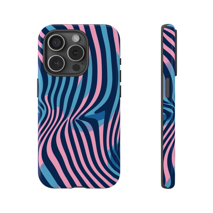 Golvend Blauw-Roze Optische Illusiepatroon