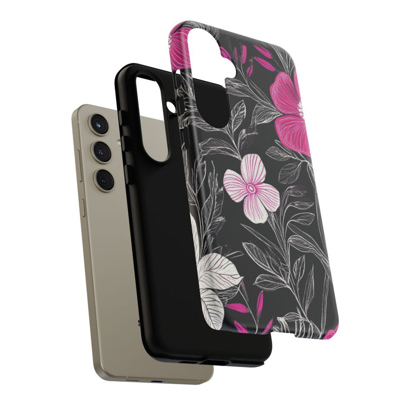 Roze en Witte Bloemenprint