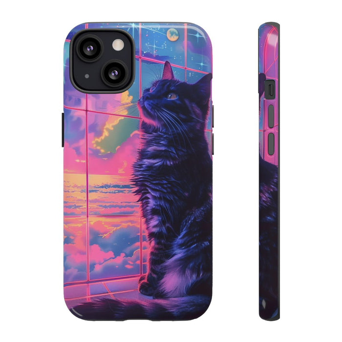 Lofi Vaporwave Kat met Neonlucht