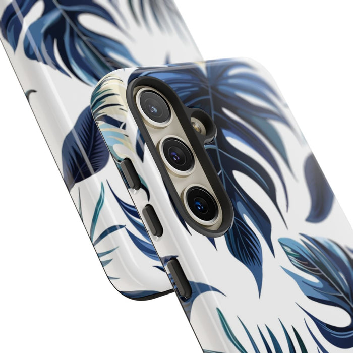Blauwe Tropische Bladeren Patroon