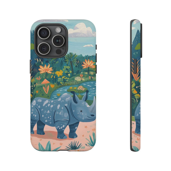 Blauwe Neushoorn Illustratie