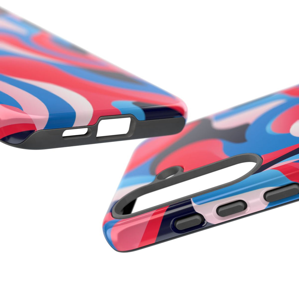 Blauw-Rood Abstract Golvend Patroon