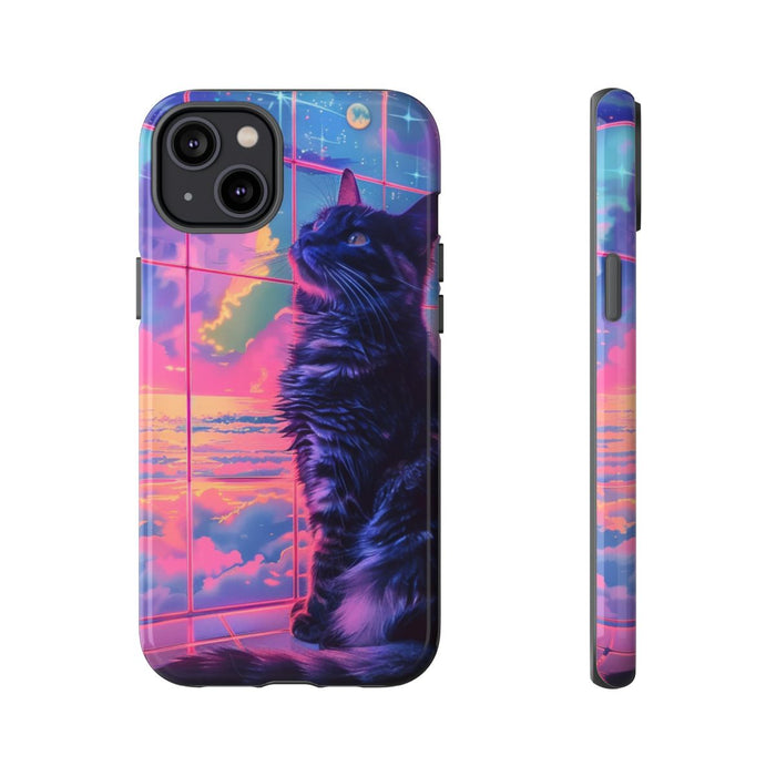 Lofi Vaporwave Kat met Neonlucht