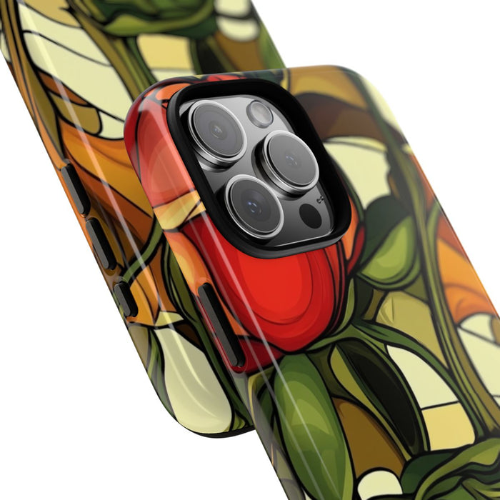 Rood-Oranje Art Nouveau Bloemmotief