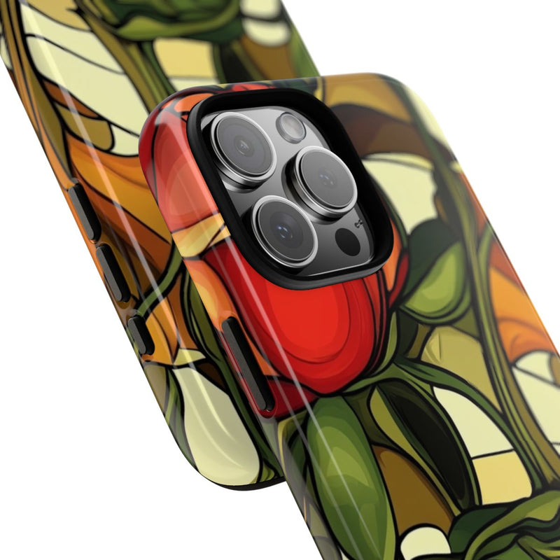 Rood-Oranje Art Nouveau Bloemmotief
