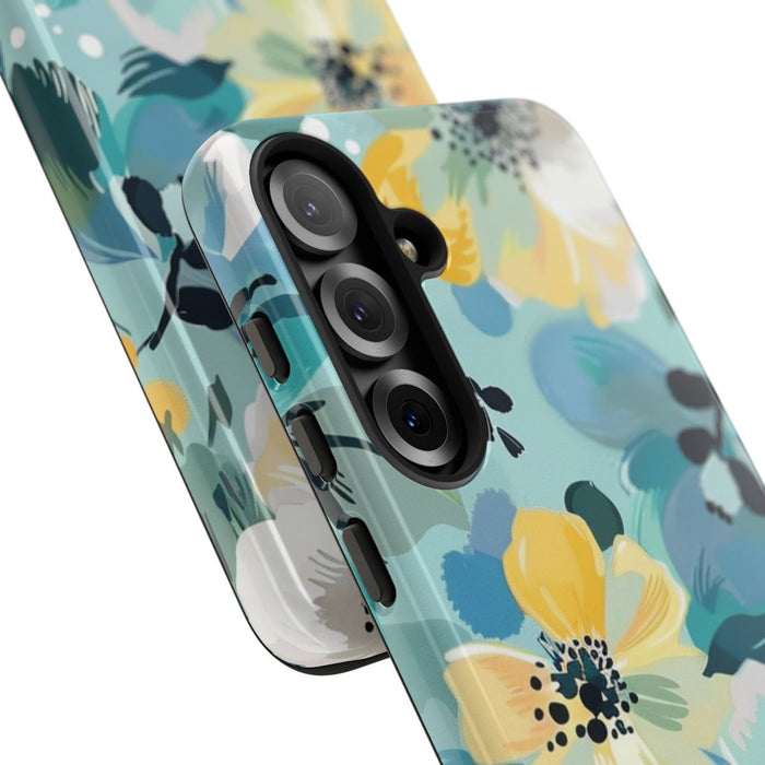 Turquoise Bloemenpatroon met Stippen