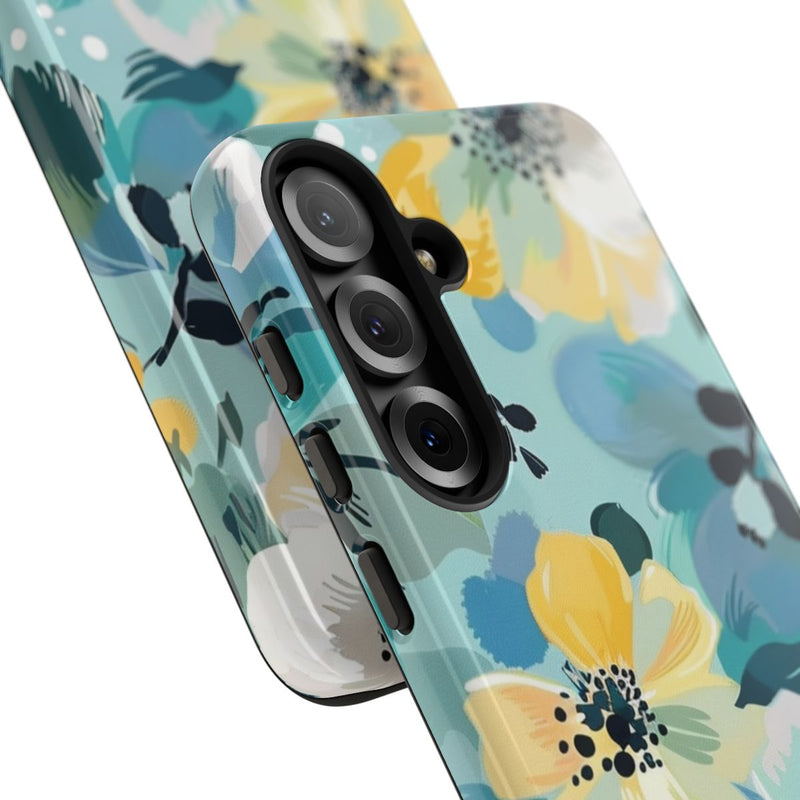 Turquoise Bloemenpatroon met Stippen