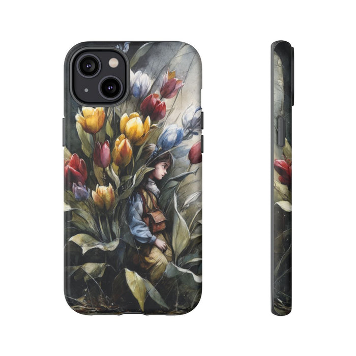 Meisje Tussen Kleurrijke Tulpen