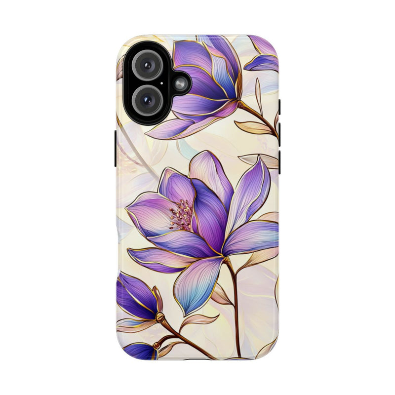 Paarse Magnolia's met Bloemenpatroon