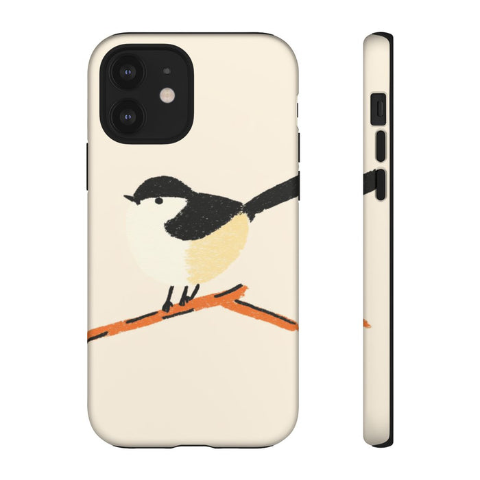 Minimalistische Vogelillustratie op Tak