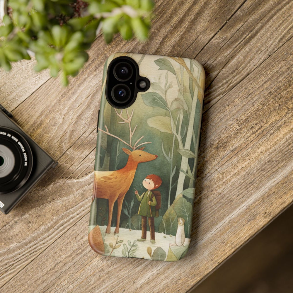 Kind en Hert in Warme Bos Aquarel