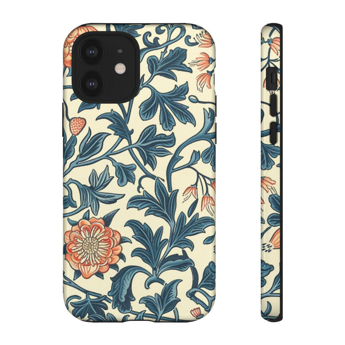 Blauw-Oranje Bloemenpatroon
