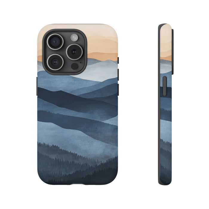 Gelaagd Berglandschap in Blauwe en Beige Tinten