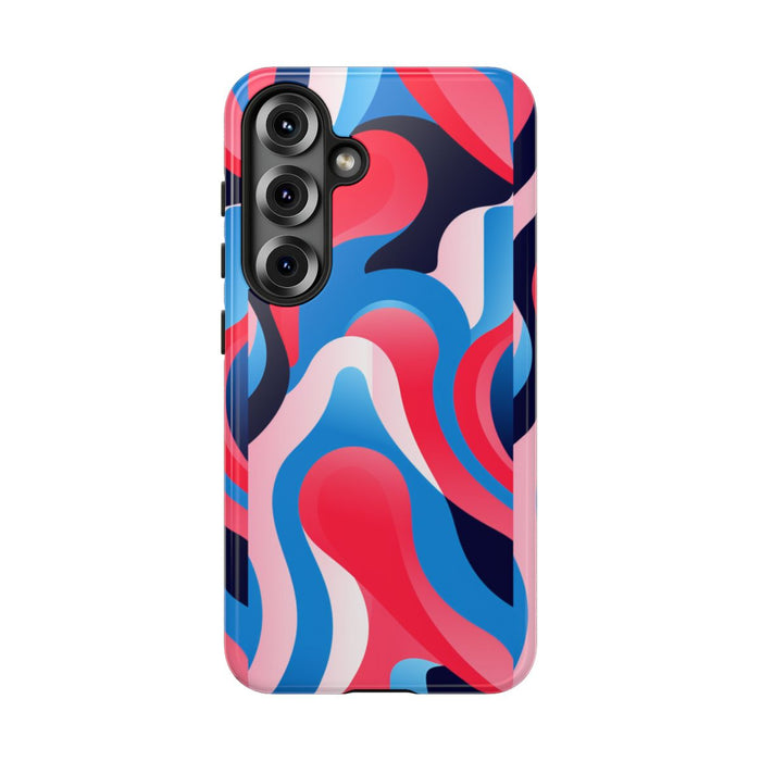 Blauw-Rood Abstract Golvend Patroon