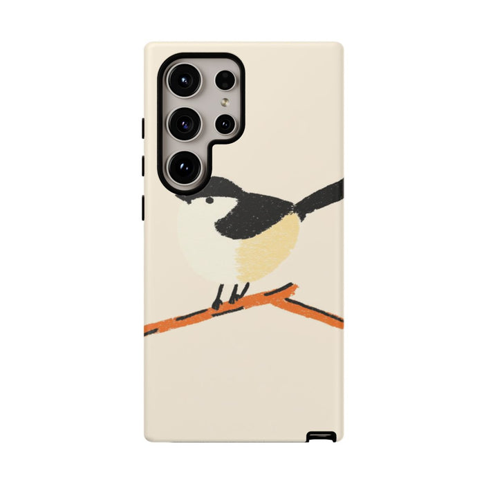 Minimalistische Vogelillustratie op Tak