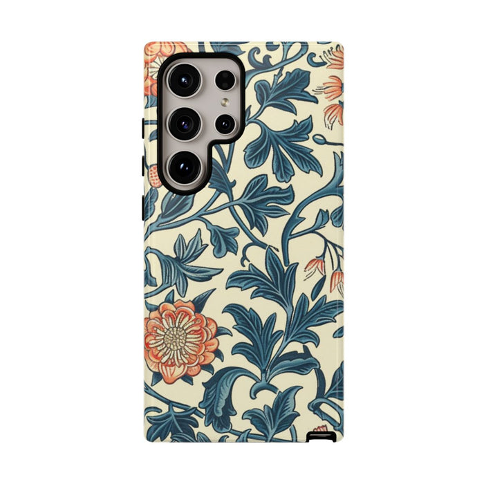 Blauw-Oranje Bloemenpatroon