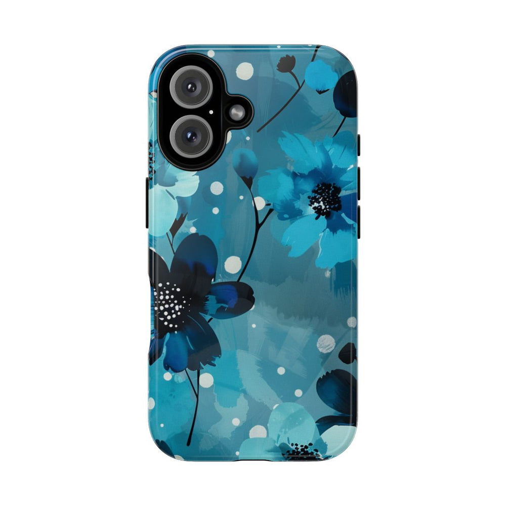 Blauw Bloemenpatroon met Stippen