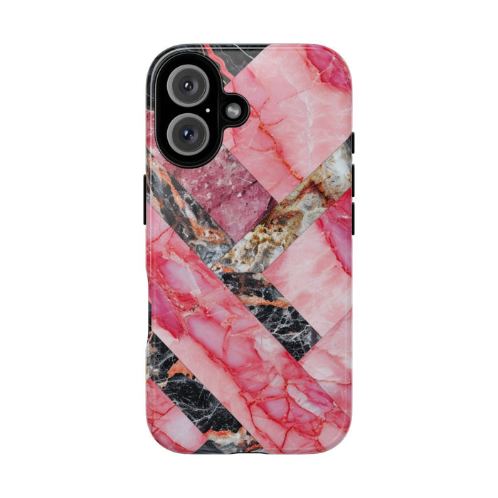 Roze en Zwart Geometrisch Marmerpatroon