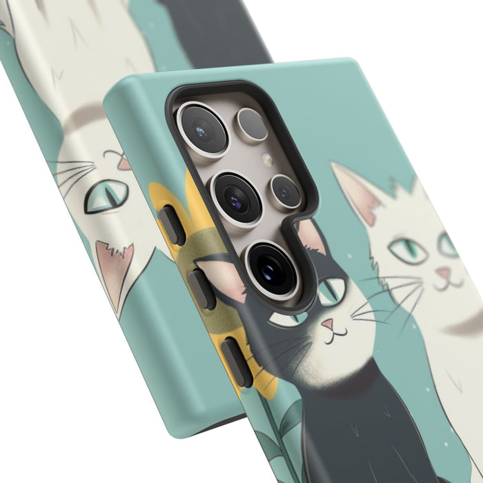 Twee Cartoonkatten met Zonnebloem