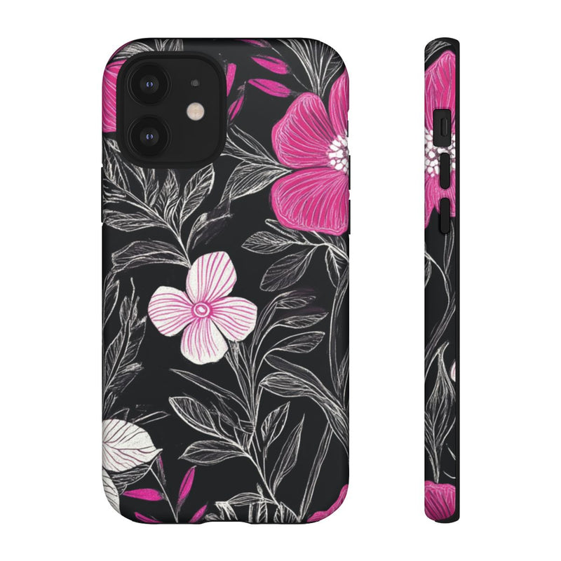 Roze en Witte Bloemenprint