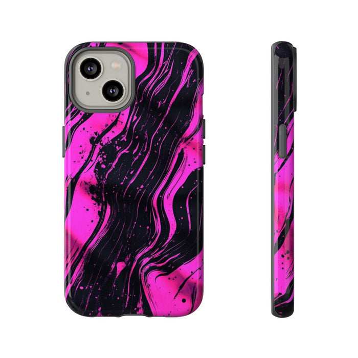 Neonroze en Zwart Abstract Patroon