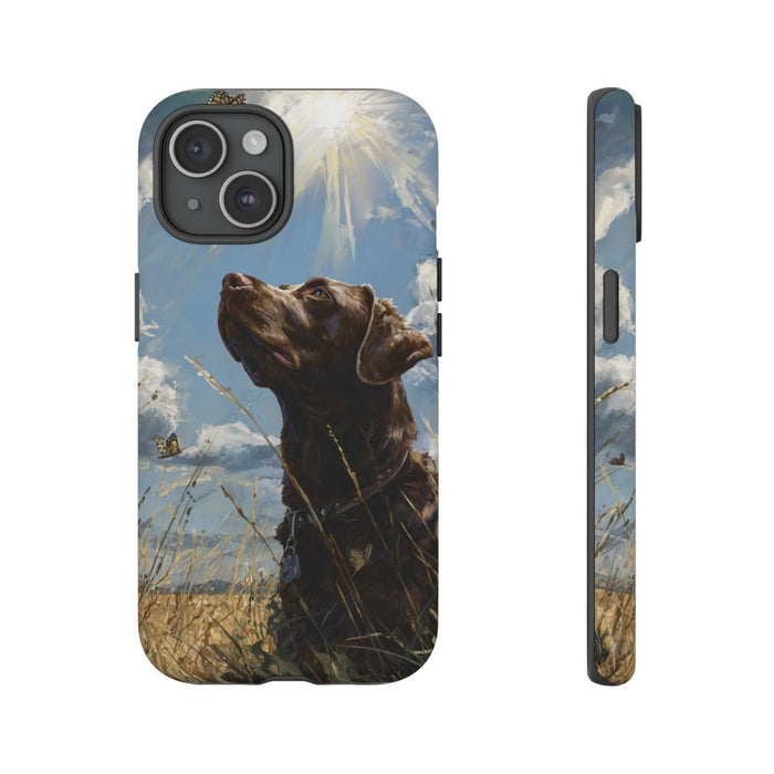 Chocoladekleurige Labrador met Vlinders in Veld
