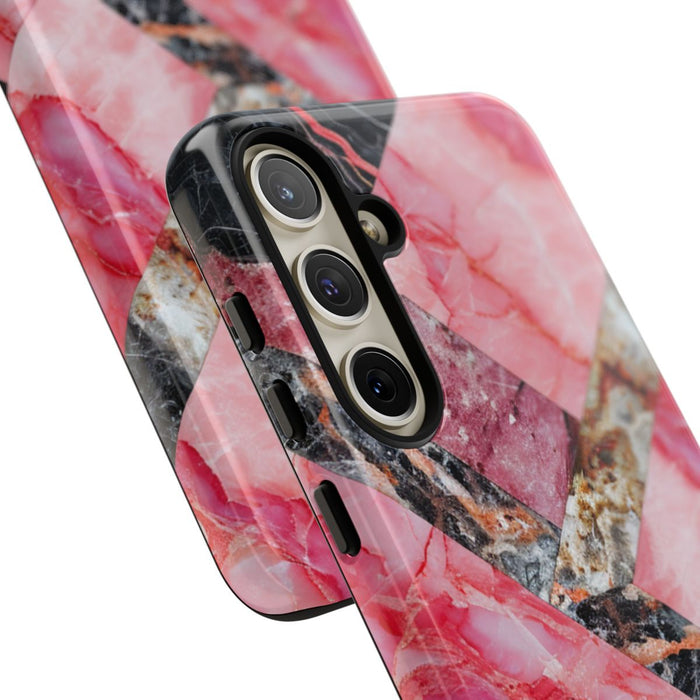 Roze en Zwart Geometrisch Marmerpatroon